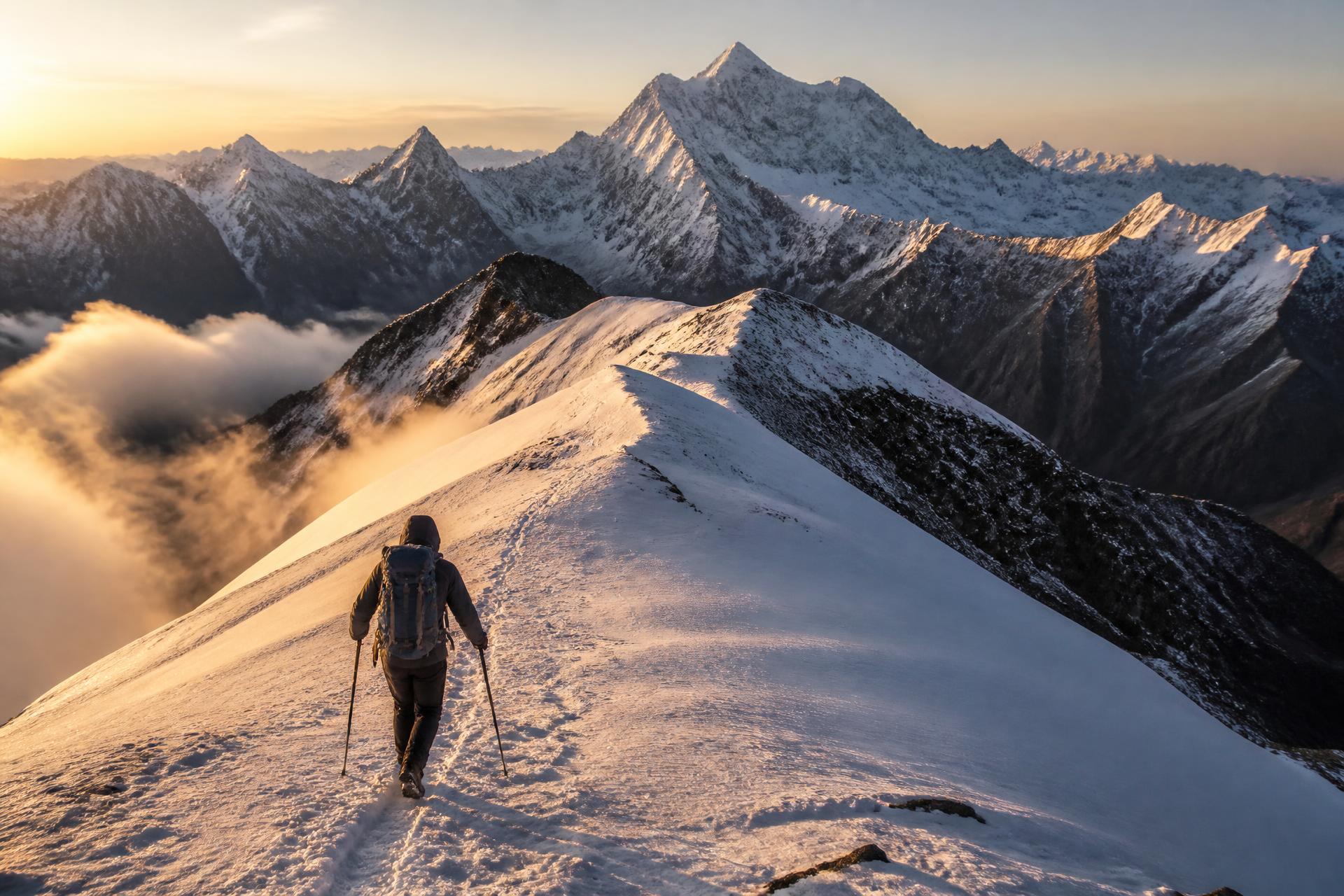 Kashmir Himalayan landscape at golden hour